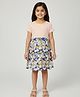 Biglilpeople Cotton Woven Half Sleeves Sun Clouds & Rainbow Printed Dress - Navy Blue