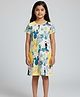 Biglilpeople Cotton Woven Half Sleeves Tropical Birds Printed Dress - Yellow