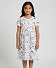 Biglilpeople Cotton Woven Half Sleeves Unicorns Printed Dress - White