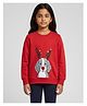Biglilpeople Cotton Woven Full Sleeves Puppy Printed Sweatshirt - Red