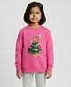 Biglilpeople Cotton Woven Full Sleeves Christmas Theme Printed Sweatshirt - Pink