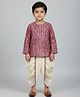 Biglilpeople Cotton Woven Full Sleeves Floral Motif Printed Dhoti Kurta Set - Purple