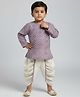 Biglilpeople Cotton Woven Full Sleeves Bandhani Printed Dhoti Kurta Set - Purple