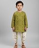 Biglilpeople Cotton Woven Full Sleeves Bandhani Printed Dhoti Kurta Set - Green
