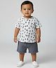 Biglilpeople Cotton Woven Full Sleeves Nautical Theme Printed Shirt & Shorts Set - Multi Colour