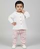 Biglilpeople Cotton Woven Full Sleeves Textured Top & Floral Printed Pants Set - White