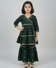 Biglilpeople Cotton Woven Three Fourth Sleeves Hearta Printed Kurta & Sharara Set - Green