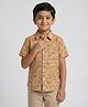 Biglilpeople Cotton Woven Half Sleeves Ethnic & Floral Printed Shirt - Mustard