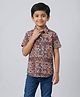 Biglilpeople Cotton Woven Half Sleeves Geometric Printed Shirt - Multi Colour