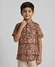 Biglilpeople Cotton Woven Half Sleeves Floral & Ethnic Printed Short Kurta - Red
