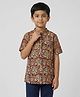 Biglilpeople Cotton Woven Half Sleeves Floral & Ethnic Printed Short Kurta - Red