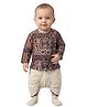 Biglilpeople Cotton Woven Full Sleeves Geometric Printed Kurta & Dhoti Set - Multi Colour