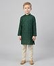 Biglilpeople Cotton Woven Full Sleeves Floral Embroidered Kurta & Pyjama Set - Green