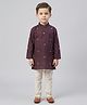 Biglilpeople Cotton Woven Full Sleeves Geometric Embroidered Kurta & Pyjama Set - Purple