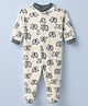 Junior Star Full Sleeves Elephant Printed Footed Sleepsuit - Blue