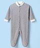 Junior Star Full Sleeves Polka Dots Printed Footed Sleepsuit - Grey