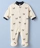 Junior Star Full Sleeves Panda Face Printed Footed Sleepsuit - White