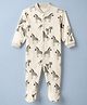 Junior Star Full Sleeves Zebras Printed Footed Sleepsuit - White