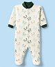 Junior Star Full Sleeves Panda Face Printed Footed Sleepsuit - White