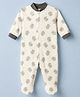Junior Star Full Sleeves Elephant Printed Footed Sleepsuit - White