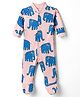 Junior Star Full Sleeves Elephant Printed Footed Sleepsuit - Pink