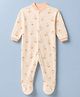 Junior Star Full Sleeves Floral Printed Footed Sleepsuit - Pink
