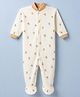 Junior Star Full Sleeves Teddy Bears Printed Footed Sleepsuit - Cream
