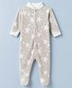 Junior Star Full Sleeves Stars Printed Footed Sleepsuit - Grey