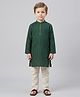 Biglilpeople Cotton Woven Full Sleeves Striped Kurta & Pyjama Set - Teal Blue