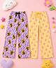 Kiddopanti Cotton Knit Pack Of 2 Floral & Candy Cane Hearts Printed Pyjamas - Lilac & Yellow