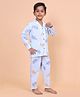 Casa De NeeNee Cotton Woven Full Sleeves Elephant Printed Coordinating Shirt & Pajama Night Suit - Blue