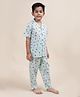 Casa De NeeNee Cotton Woven Full Sleeves Ship Printed Coordinating Shirt & Pajama Night Suit - Blue