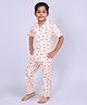 Casa De NeeNee Cotton Woven Half Sleeves Ship Printed Coordinating Shirt & Pajama Night Suit - Peach