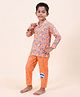 Casa De NeeNee Cotton Woven Full Sleeves Hot Air Balloon Printed Coordinating Shirt & Pajama Night Suit - Orange