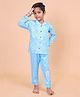 Casa De NeeNee Cotton Woven Full Sleeves Girraffe Printed Shirt & Pajama Night Suit - Blue