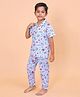 Casa De NeeNee Cotton Woven Half Sleeves Sport Printed Coordinating Shirt & Pajama Night Suit - Blue