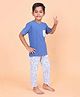 Casa De NeeNee Cotton Woven Half Sleeves Pocket Detailed Tee & Hearts Printed Pajama Night Suit - Blue