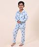 Casa De NeeNee Cotton Woven Full Sleeves Lion Printed Coordinating Shirt & Pajama Night Suit - Blue