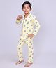 Casa De NeeNee Cotton Woven Full Sleeves Lion Printed Coordinating Shirt & Pajama Night Suit - Yellow