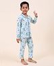 Casa De NeeNee Cotton Woven Full Sleeves Bear Printed Coordinating Shirt & Pajama Night Suit - Blue