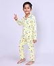 Casa De NeeNee Cotton Woven Half Sleeves Bear Printed Coordinating Shirt & Pajama Night Suit - Yellow