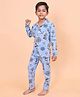 Casa De NeeNee Cotton Woven Half Sleeves Nautical Theme  Printed Coordinating Shirt & Pajama Night Suit - Blue