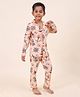 Casa De NeeNee Cotton Woven Full Sleeves Nautical Theme  Printed Coordinating Shirt & Pajama Night Suit - Peach