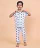 Casa De NeeNee Cotton Woven Half Sleeves Nautical Theme  Printed Coordinating Shirt & Pajama Night Suit - Blue
