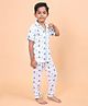Casa De NeeNee Cotton Woven Half Sleeves Nautical Theme  Printed Coordinating Shirt & Pajama Night Suit - White