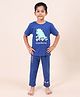Casa De NeeNee Cotton Woven Half Sleeves Dinosaur Printed Tee & Pajama Night Suit - Blue