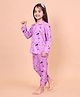 Casa De NeeNee Cotton Woven Full Sleeves Flamingo Printed Coordinating Shirt & Pajama Night Suit - Purple