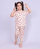 Casa De NeeNee Cotton Woven Half Sleeves Ice Candy Printed Coordinating Shirt & Pajama Night Suit - Peach