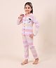 Casa De NeeNee Cotton Knit Full Sleeves Striped Coordinating Shirt & Pajama Night Suit - White