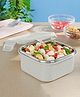 Larah by Borosil 400ml Freshbyte Grey Food Storage Microwave Safe Container with Stainless Steel Lid, Fridge Container for Lunchbox